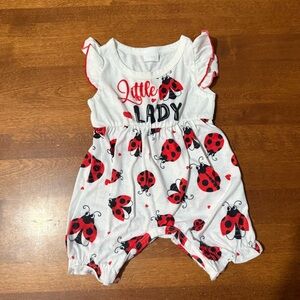 SHEIN White and Red Ladybug Bodysuit